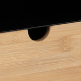 Joliet 1 Drawer Wall Mounted Bedside Table in Black and Bamboo