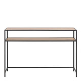 Seaford Black Metal Console Table with Oak Top
