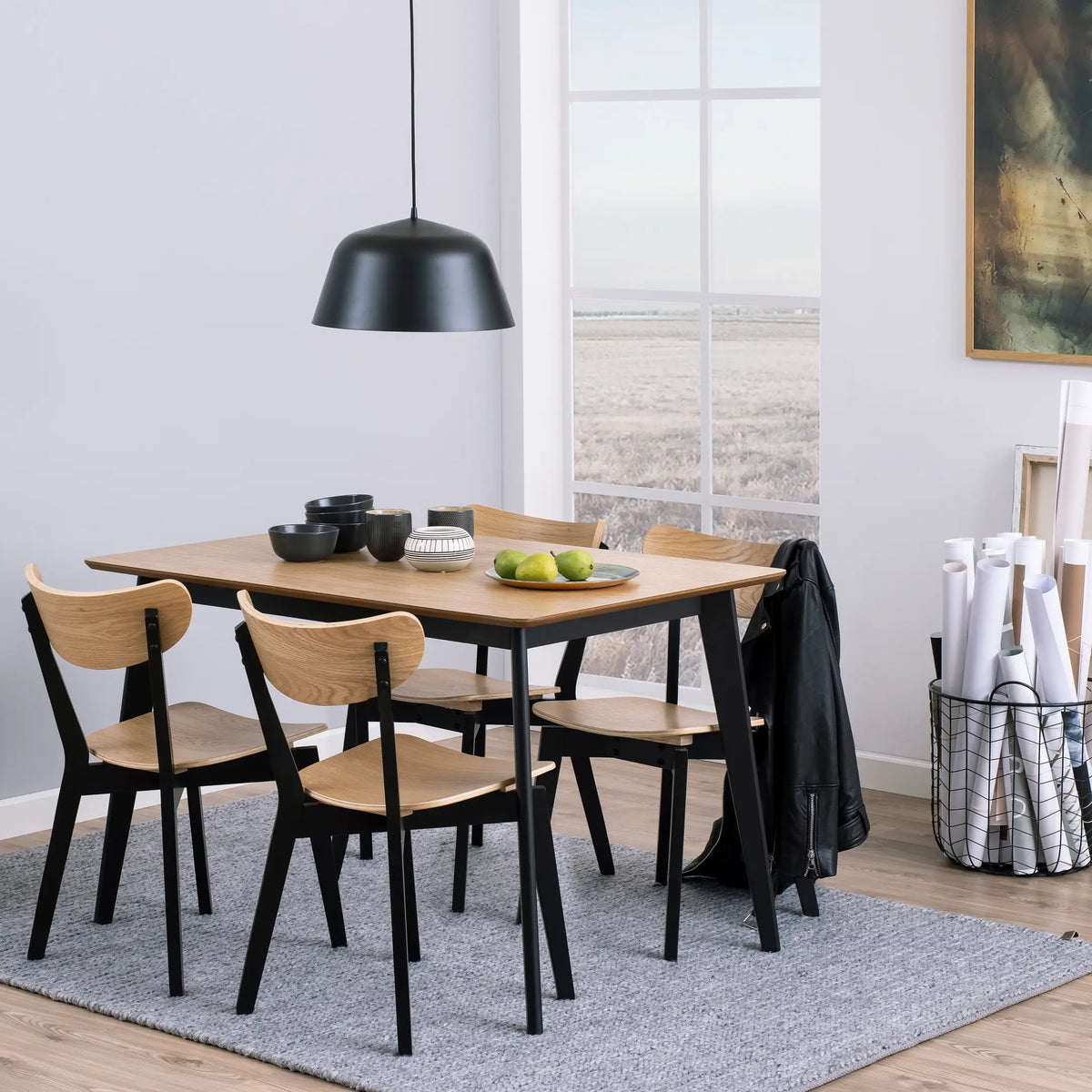 Roxby Dining Table in Oak & Black 120x76cm