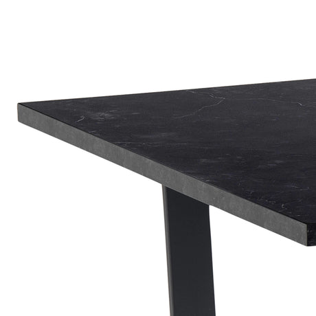 Amble Dining Table with Black Marble Melamine Top & Black Legs 160x74cm