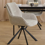 Angus Dining Table in Black includes 4 Carrie Swivel Dining Chair in Sand