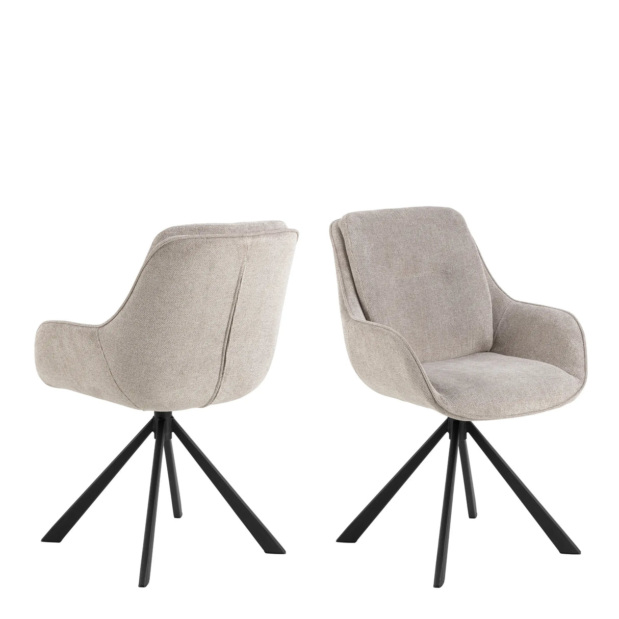 Angus Dining Table in Black includes 4 Carrie Swivel Dining Chair in Sand