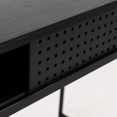 Angus Desk with Sliding Door in Black