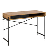 Angus Desk with Sliding Door in Oak & Black