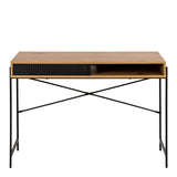 Angus Desk with Sliding Door in Oak & Black