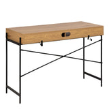 Angus Desk with Sliding Door in Oak & Black