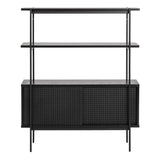 Angus Small Bookcase with 2 Sliding Doors in Black