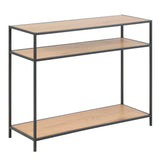 Seaford Console Table, 2 Shelves in Black and Oak