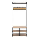 Seaford Clothes Rack with 3 Shelves in Black and Oak
