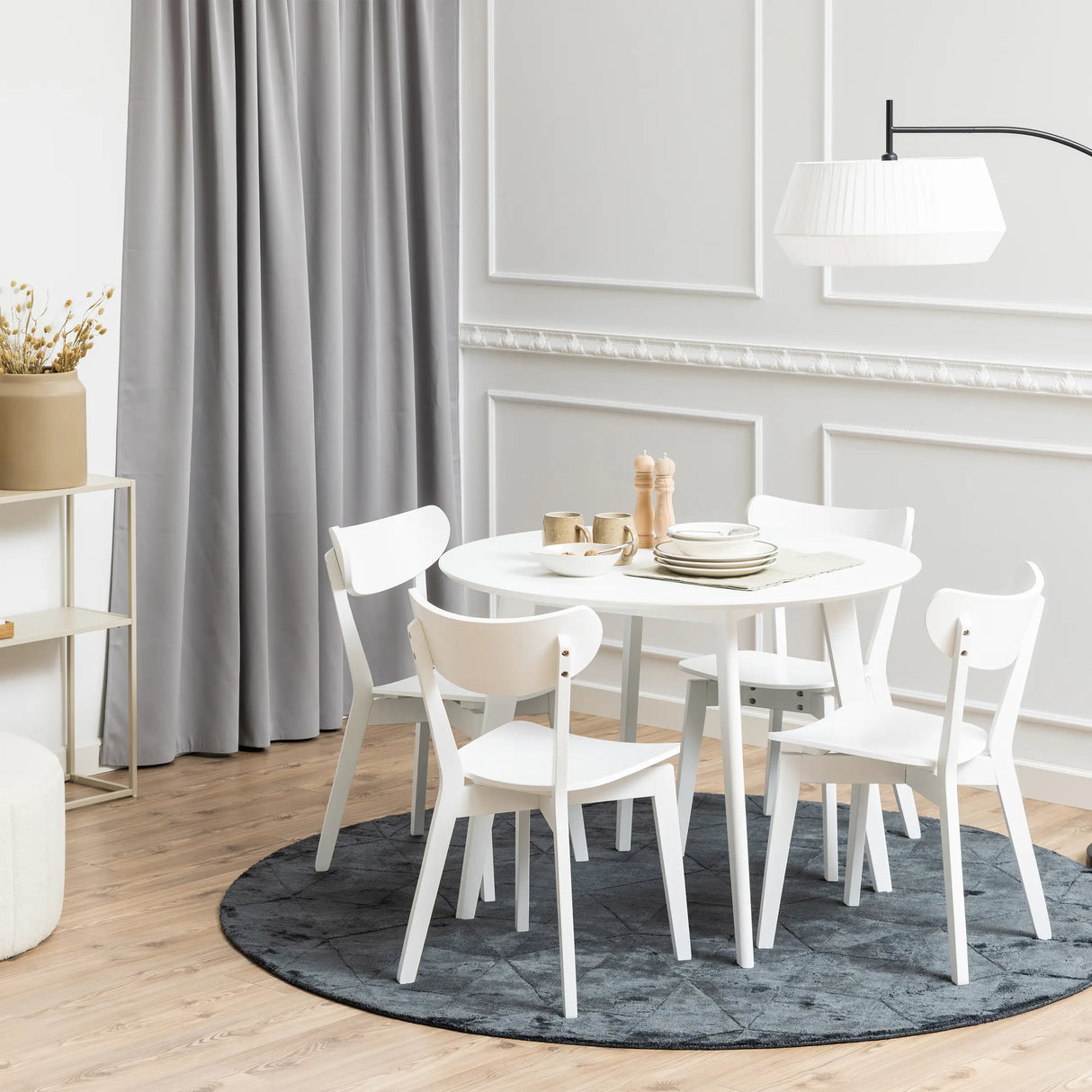 Roxby Round Dining Table in White 105x76cm