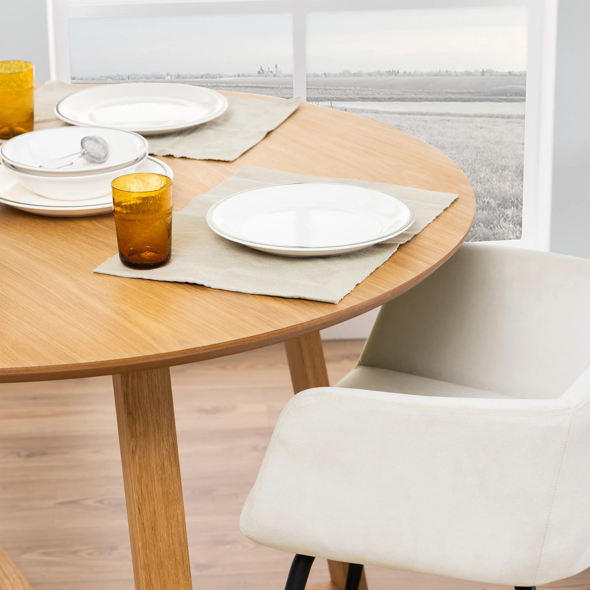 Malika Round Dining Table in Oak 120x75cm