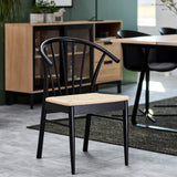 Montreux Round Extending Dining Table in Black 115-154 cm includes 4 Cassandra Dining Chair includes Armrest in Black
