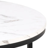 Spiro Coffee Table with White Marble Melamine Top & Black Legs