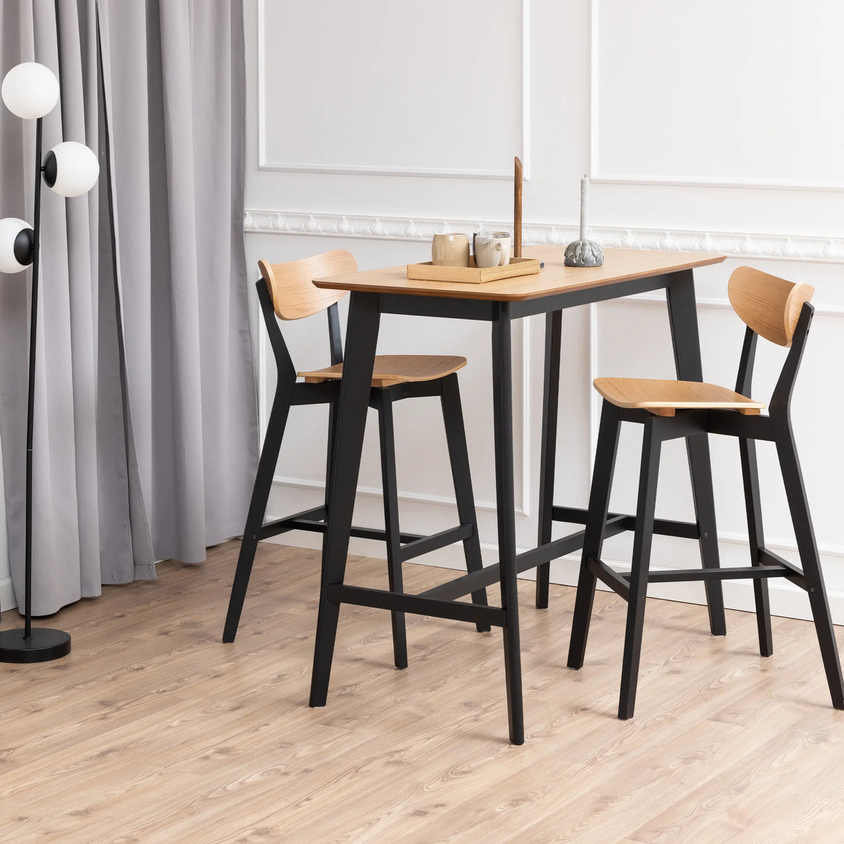 Roxby Bar Table in Oak & Black