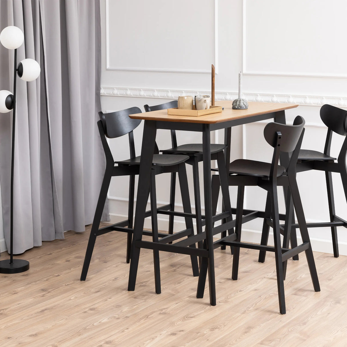 Roxby Bar Table in Oak & Black