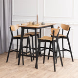 Roxby Bar Stool, Black and Oak Set of 2