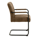 Adele Dining Chair in Light Brown Fabric Set of 2