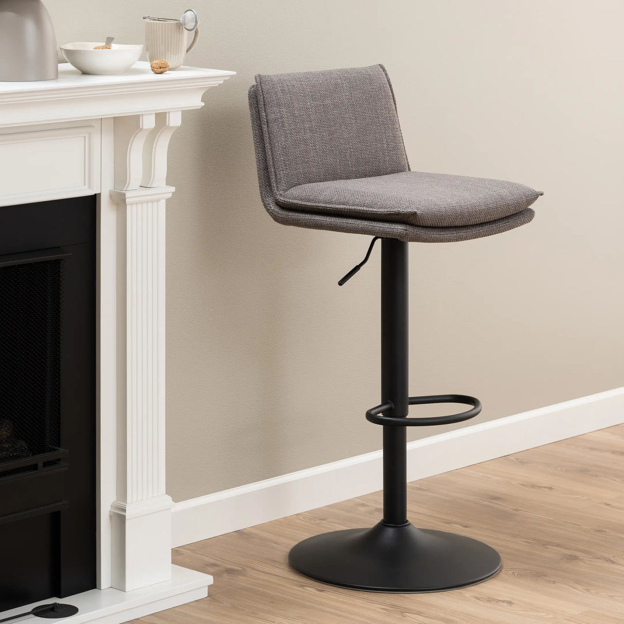 Flynn Swivel Bar Stool in Light Grey-Brown