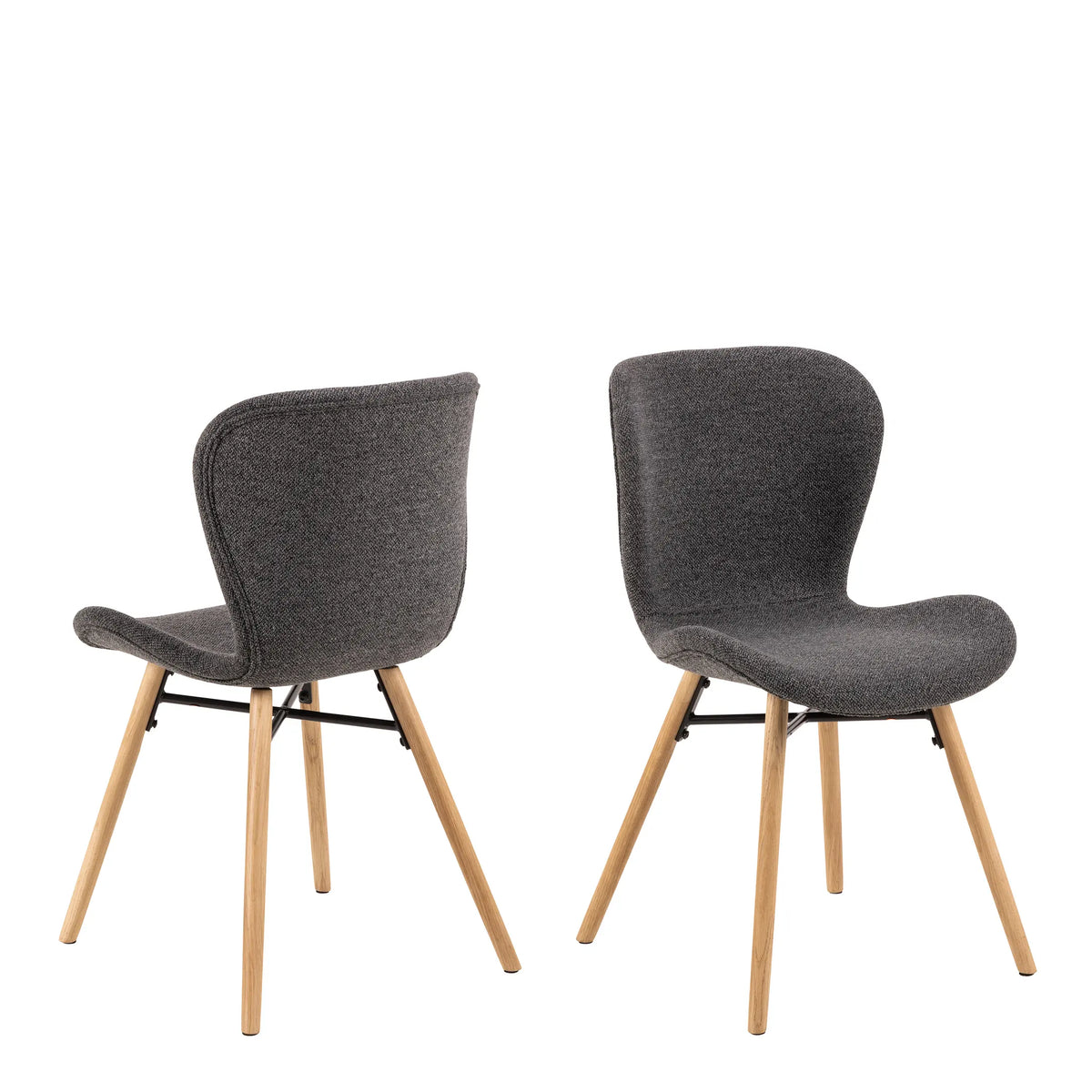 Townsville Round Dining Table in White and Oak 100x75cm includes 4 Batilda Fabric Dining Chairs in Grey/Oak