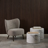 Dice Round Coffee Table Set of 2 in White Marble and Carrara Rough Paper