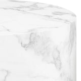 Dice Round Coffee Table Set of 2 in White Marble and Carrara Rough Paper