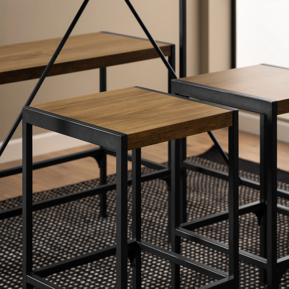 Bahamas Bar Table Set in Black and Oak