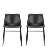 I_Oregon Dining Chair In Black with Cream Stitching, Set of 2.