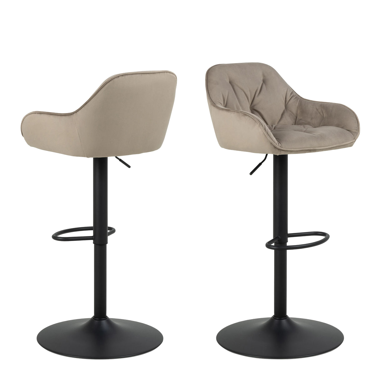 Brooke Swivel Bar Stool in Beige Velvet Set of 2