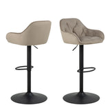 Brooke Swivel Bar Stool in Beige Velvet Set of 2