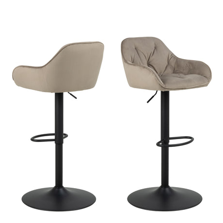 Brooke Swivel Bar Stool in Beige Velvet Set of 2