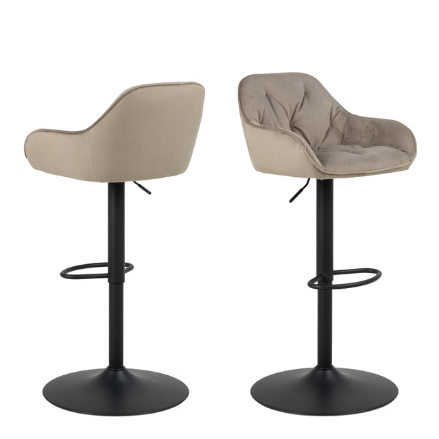 Brooke Swivel Bar Stool in Beige Velvet Set of 2
