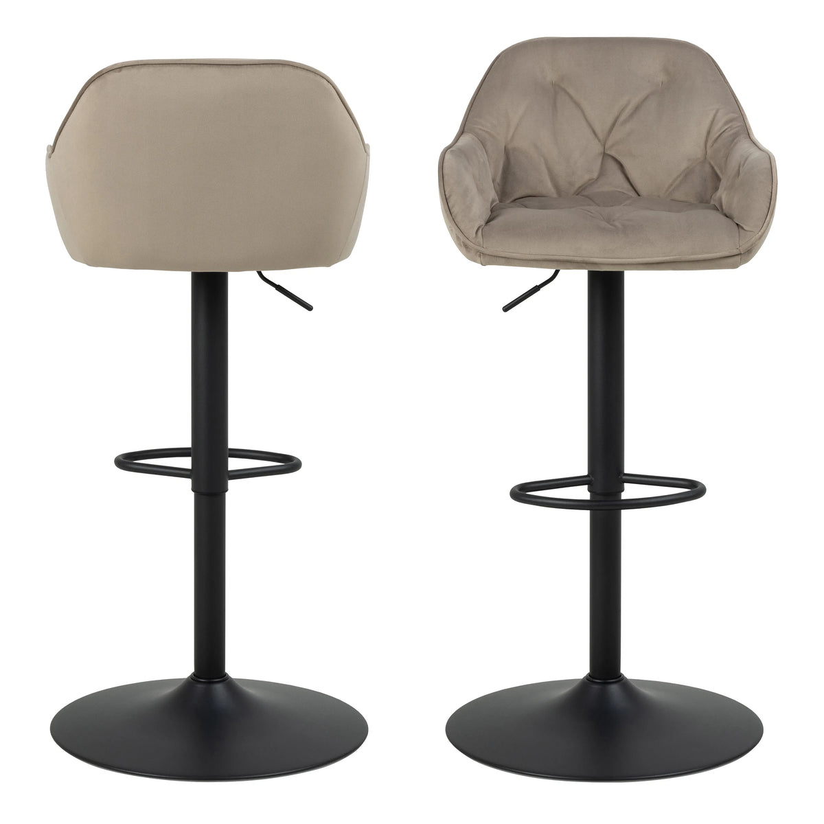Brooke Swivel Bar Stool in Beige Velvet Set of 2