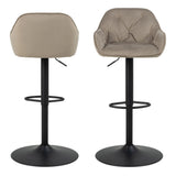 Brooke Swivel Bar Stool in Beige Velvet Set of 2