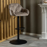 Brooke Swivel Bar Stool in Beige Velvet Set of 2
