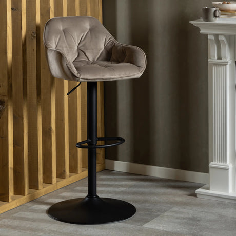 Brooke Swivel Bar Stool in Beige Velvet Set of 2