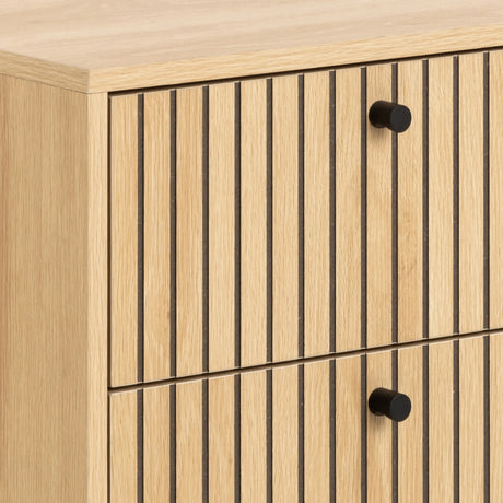 Albany 2 Drawer Bedside Table in Oak/Black Legs
