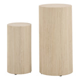Dice Round Pedestal Set of 2 in Travertine Rough Paper