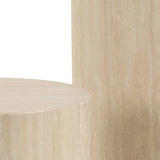 Dice Round Pedestal Set of 2 in Travertine Rough Paper