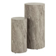 Dice Round Pedestal Set of 2 in Grey Marble and River Rough Paper