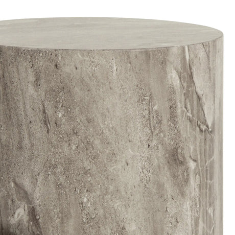 Dice Round Pedestal Set of 2 in Grey Marble and River Rough Paper