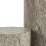 Dice Round Pedestal Set of 2 in Grey Marble and River Rough Paper