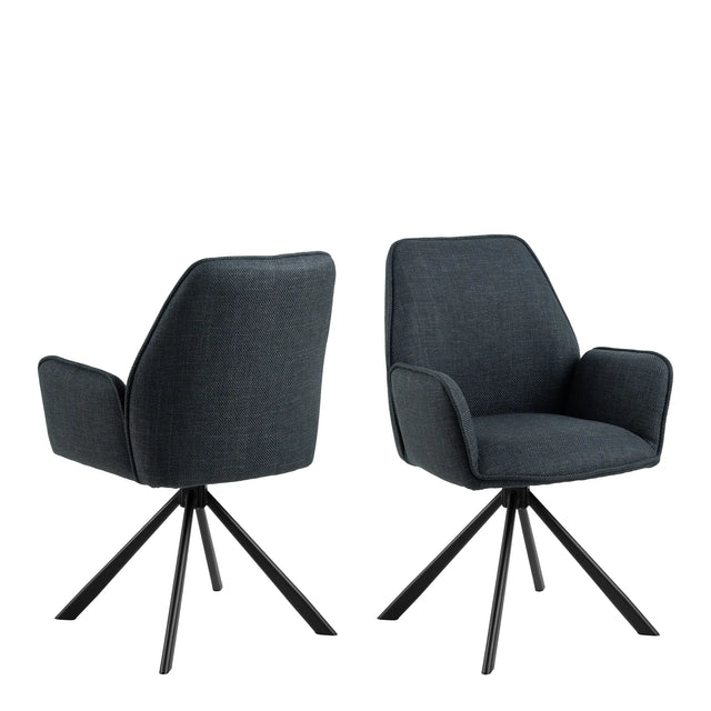 Glenda Dining Chair with Armrest and Swivel in Grey