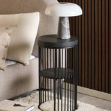 Strington Round Bedside Table 1 Shelf in Matt Black