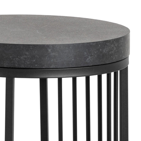 Strington Round Bedside Table 1 Shelf in Matt Black