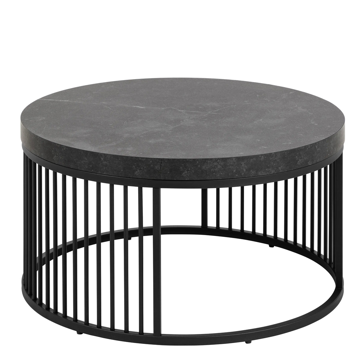 Strington Round Coffee Table in Matt Black 65x35cm