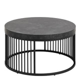 Strington Round Coffee Table in Matt Black 65x35cm