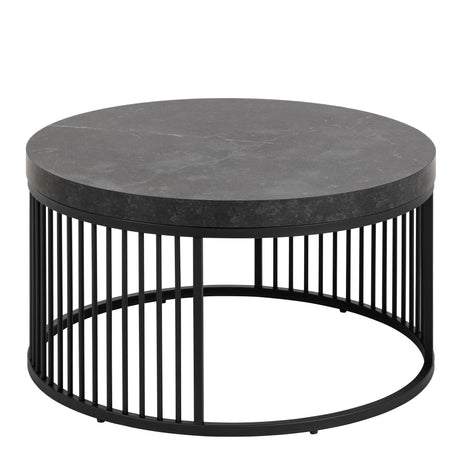 Strington Round Coffee Table in Matt Black 65x35cm