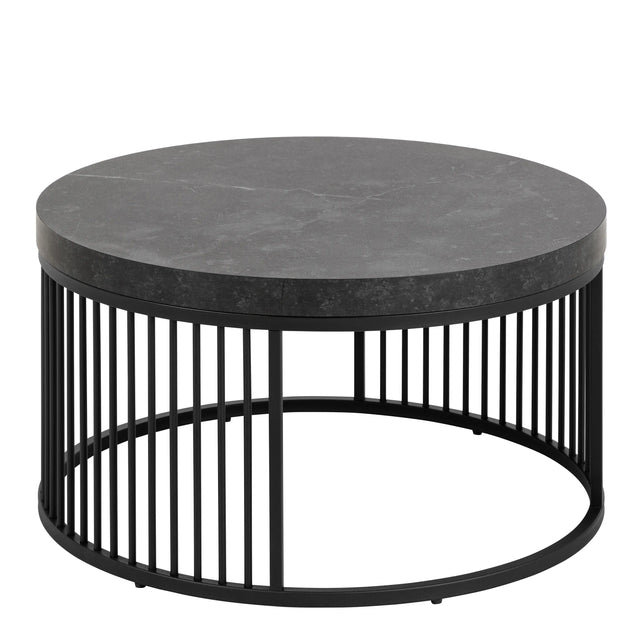 Strington Round Coffee Table in Matt Black 65x35cm