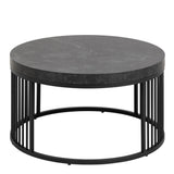 Strington Round Coffee Table in Matt Black 65x35cm