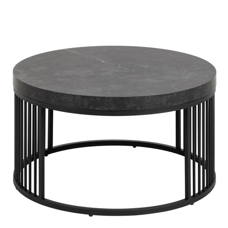 Strington Round Coffee Table in Matt Black 65x35cm
